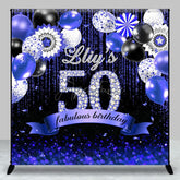Aperturee - Aperturee Black Purple Balloons Custom 50th Birthday Backdrop
